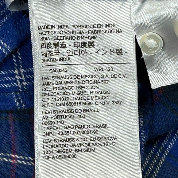 Vintage Levis Shirt Mens S Blue Plaid Flannel Long Sleeve Button Up Shirt - Picture 8 of 13